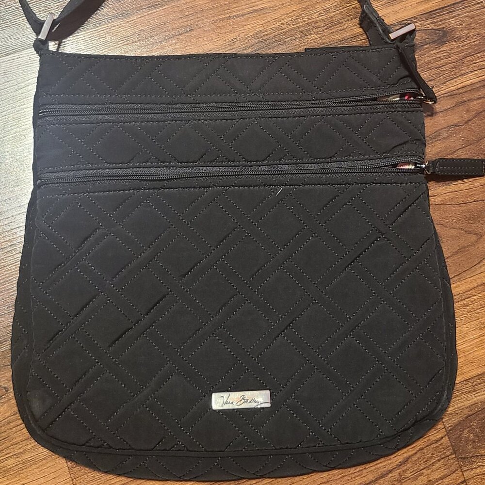 Vera Bradley Triple Zipper Black Crossbody Bag